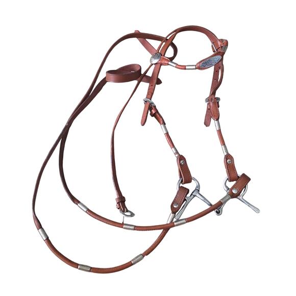 Pony bridle, snaffle bit, and split reins with beaded accents 3.7" bit - Picture 1 of 2